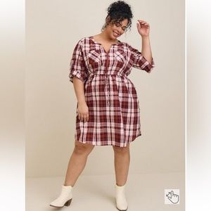 🆕Torrid Mini Seer Sucker Zip-Front Shirt Dress